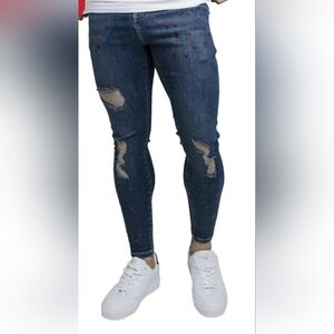 SikSilk Men's Skinny Distressed Riot Flight Denims Size 38 / XXL - New With Tags